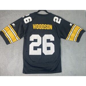 Vintage 1995 Rod Woodson #26 Pittsburgh Steelers Mens 46 Medium Black Yellow NFL